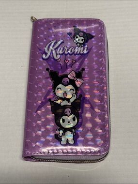 Sanrio Kuromi Holographic Purple Zip-Around Wallet Hello Kitty NWT
